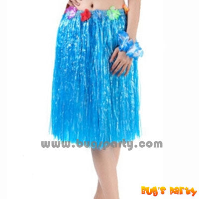 Blue hula skirt, adult size