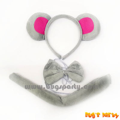 mouse costume accessories, headband, tail and bow tie