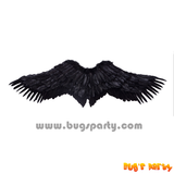 Black feather angel span wings