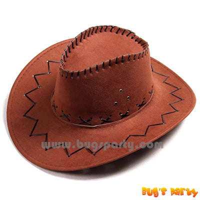 Cowboy Hat Brown Leather Stitched Adult Cowboy Hat Brown Leather Stitched Adult