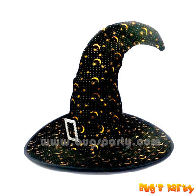 Black witch wizard hat with star and moon