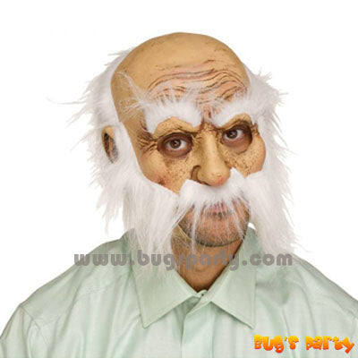Old man mask with white hair and beard