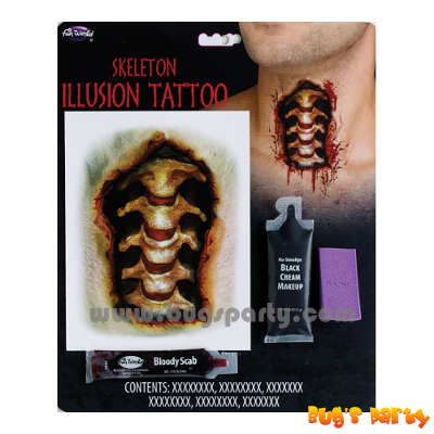 Illusion Throat expose skeleton tattoo make up kit