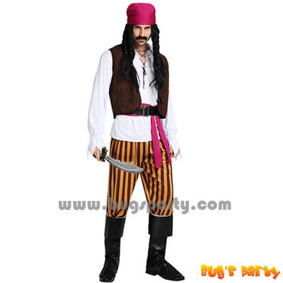 Pirate man costume with stripes pants