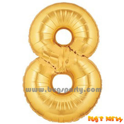 Number 8 Shaped Gold Color Balloon