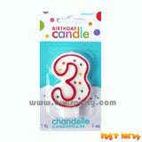 Number 3 Polka Dots Candle