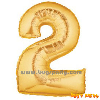 Number 2 Shaped Gold Color Balloon