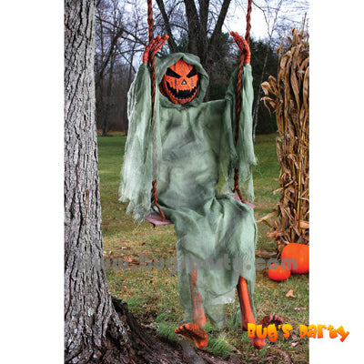 Halloween props Pumpkin face figure On Swing