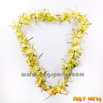 Yellow color tinsel lei