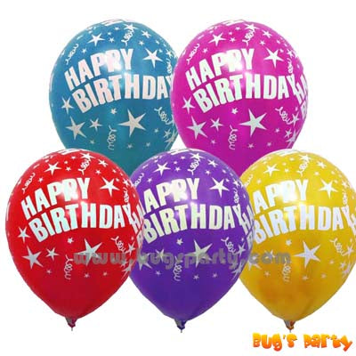 Happy Birthday balloons printed with stars