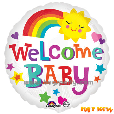 welcome baby rainbow balloon