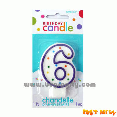 Number 6 Polka Dots Candle