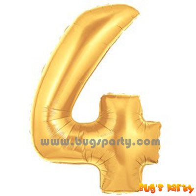 Number 4 Shaped Gold Color Balloon
