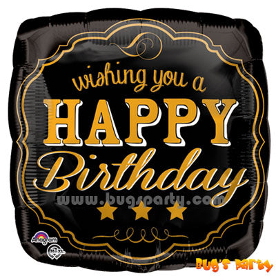 Wishing You a Happy Birthday black orange balloon