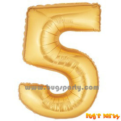 Number 5 Shaped Gold Color Balloon