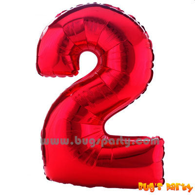 Red 2 Shaped Number Balloon