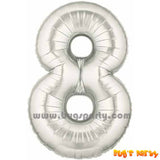 Number 8 Shaped Silver Color Balloon