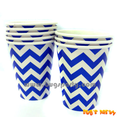 Blue Chevron Paper Cups