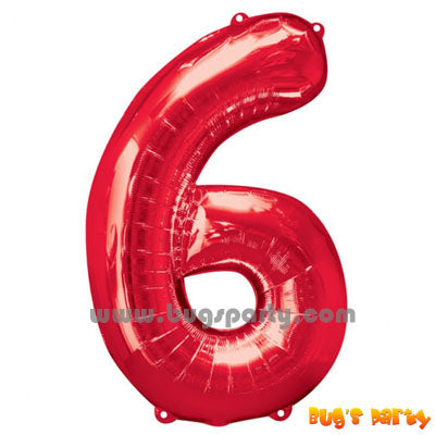 Red 6 Shaped Number Balloon