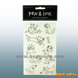 Pen Ink Dogs Stickers