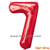 Red 7 Shaped Number Balloon