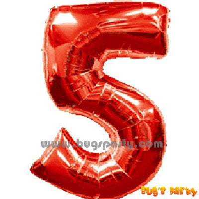 Red 5 Shaped Number Balloon