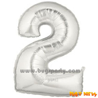 Number 2 Shaped Silver Color Balloon