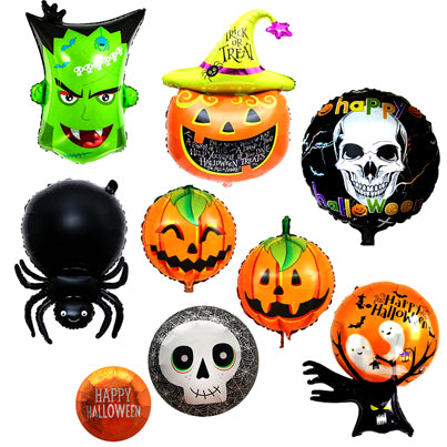 Halloween Balloons, Spider, Jack-O-Lantern, Pumpkin, Mummy